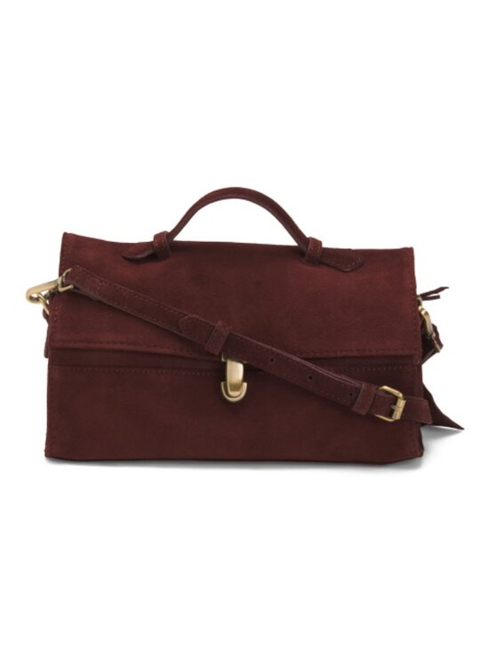 MADE IN INDIA Handbags - MADE IN INDIA Suede East West Turn Lock Satchel